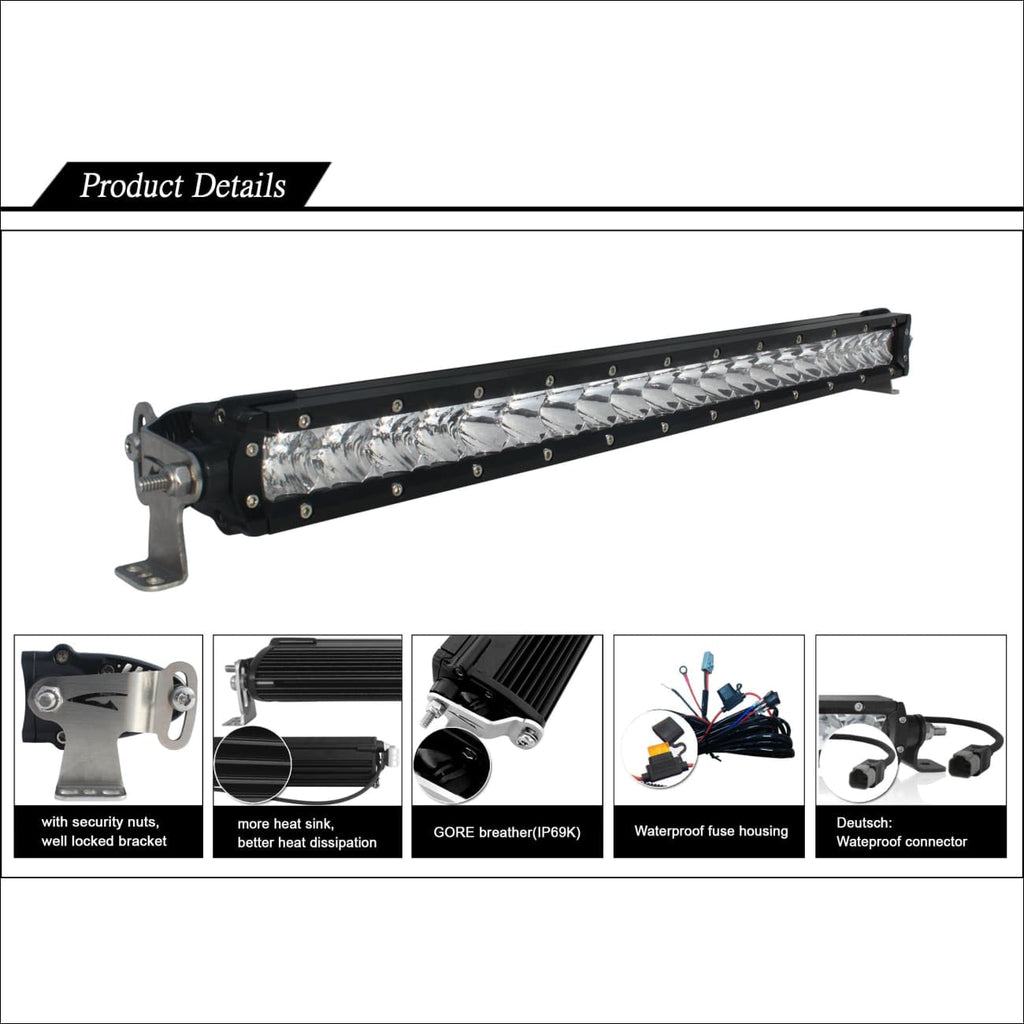 Aurora 20 Inch Single Row LED Light Bar - 8,560 Lumens – LEXBERN