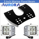 Aurora ATV Handle Bar Cubed Bracket Kit w/ Light Cube - 3 Inch White Flood - Light Bar Mount - ATV-Dirt-Bike