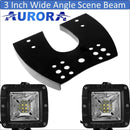 Aurora ATV Handle Bar Cubed Bracket Kit w/ Light Cube - 3 Inch Wide Angle Scene - Light Bar Mount - ATV-Dirt-Bike