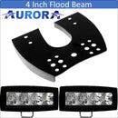 Aurora ATV Handle Bar Cubed Bracket Kit w/ Light Cube - 4 Inch Flood - Light Bar Mount - ATV-Dirt-Bike
