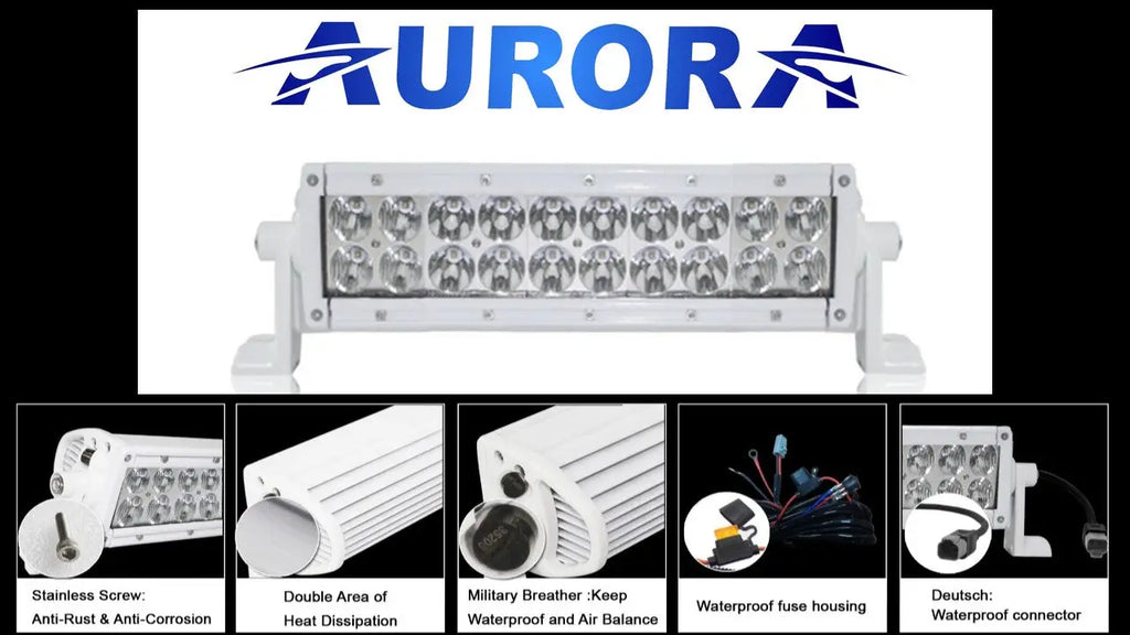 aurora white 10 inch golf cart LED light bar 