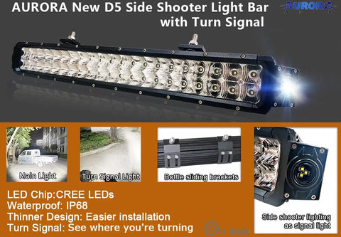 aurora led light bar D5 series side shooter edition 