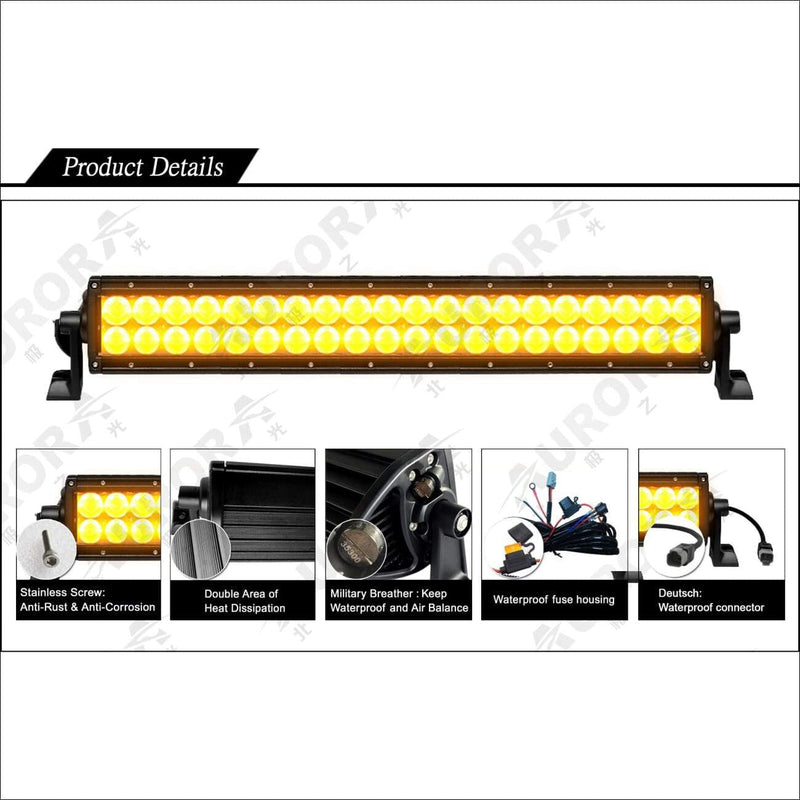 Aurora 20 Inch Amber Dual Row LED Light Bar - Amber LED Light Bar