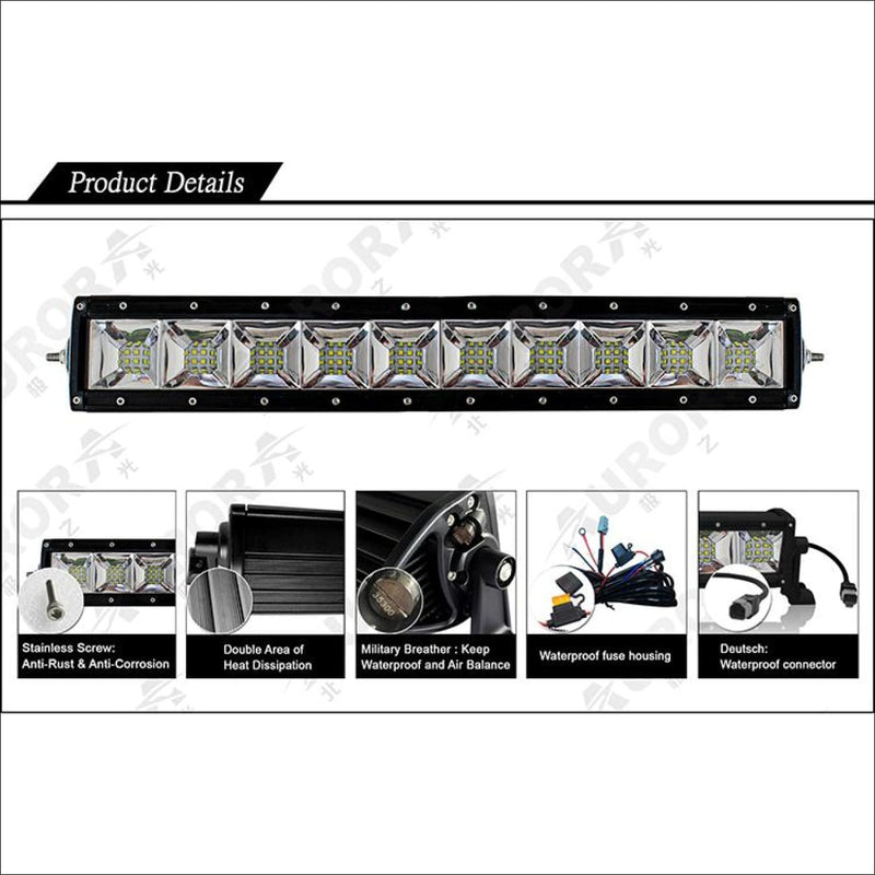 Aurora 20 Inch Dual Row LED Light Bar with Scene Beam Pattern - LED Light Bar