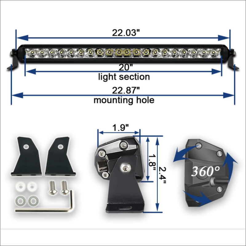 Aurora 20 Inch Single Row Slim NSSR Series - LED Light Bar