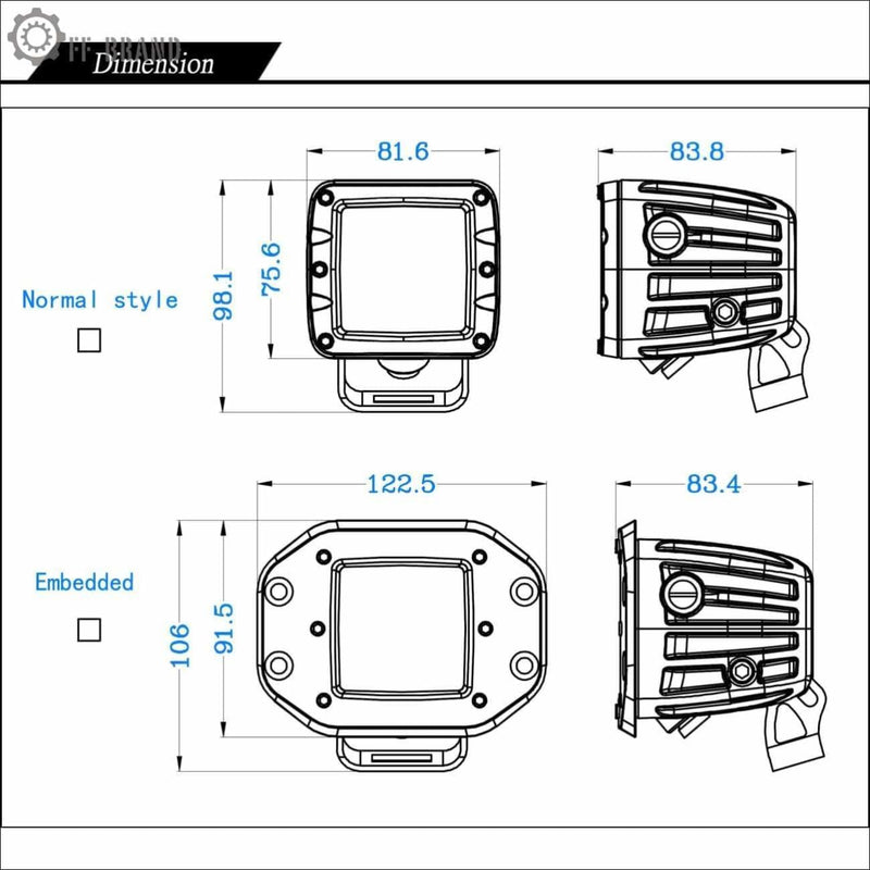 Aurora 3 Inch LED Cubed lights kit - Overcast Edition - 3 880 Lumens - LED Light Pod