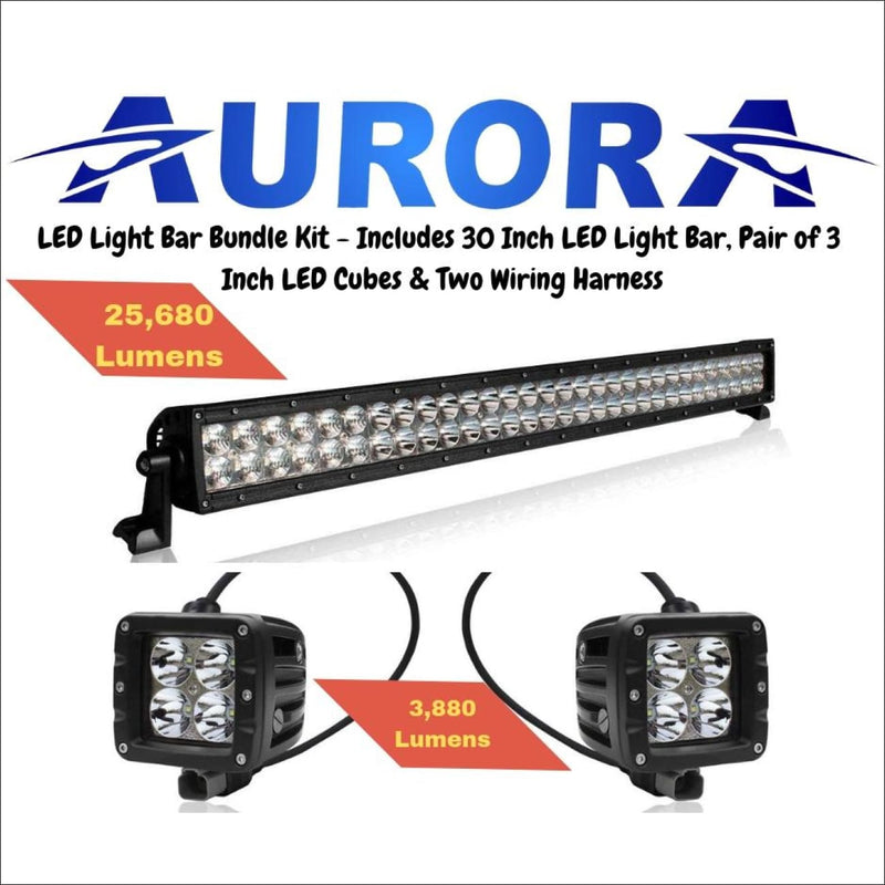 Aurora 30 Inch Dual Row + 3 Inch Cubed Bundle - 29 000 Lumens - Bundle