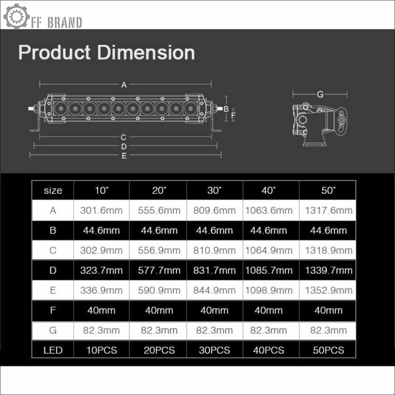 Aurora 50 Inch Single Row LED Light Bar - Hybrid Series 18 774 Lumens - LED Light Bar