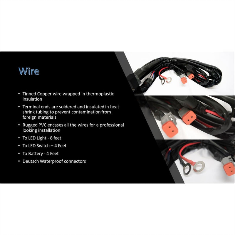 Aurora LED Light Wiring Harness Kit for LED Light Bars 4 to 30 - LED Accessories Wiring Harness