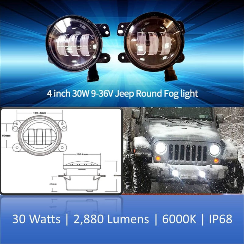 Aurora Talon Jeep Wrangler JK Off Road LED Fog Light Kit - 2 880 Lumens - Fog Lights