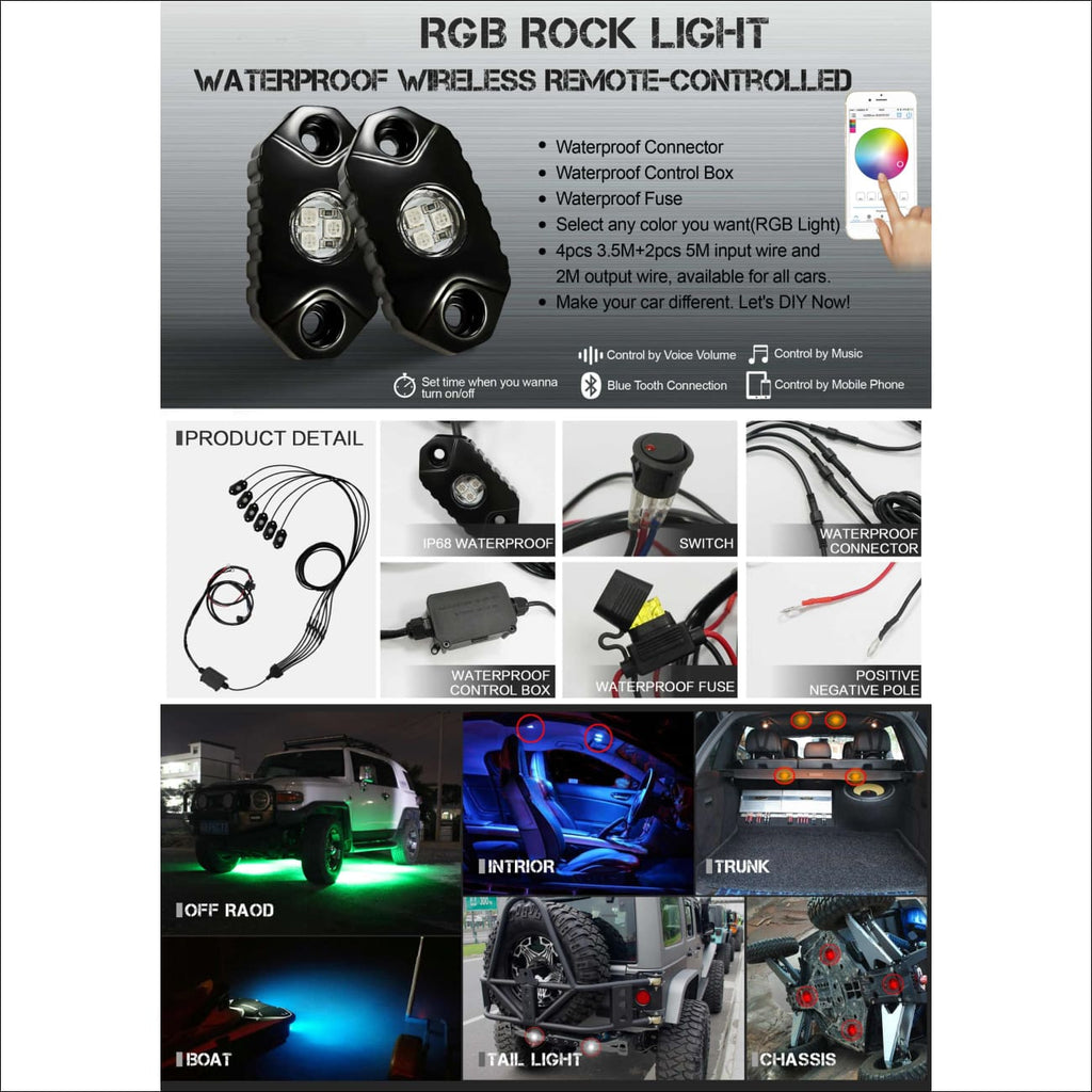 Aurora Waterproof Multi-Color LED Rock Light Kit – LEXBERN