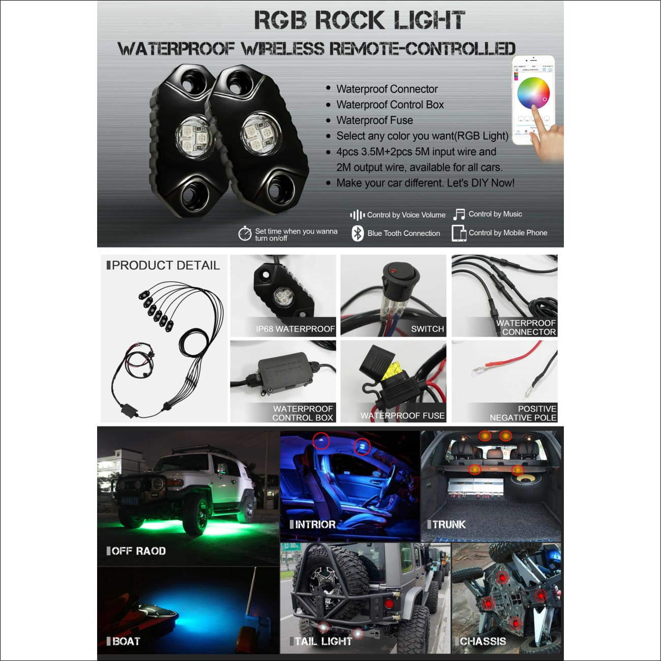 Aurora Waterproof Multi-Color LED Rock Light Kit – LEXBERN