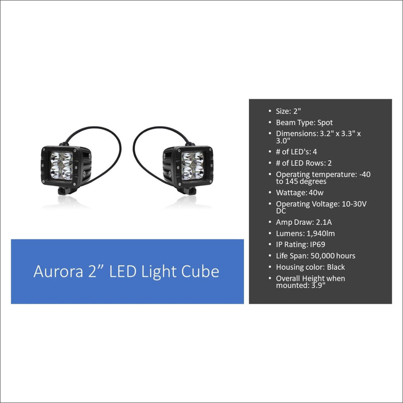 Aurora 10 Inch Single Row + 3 Inch Cubed Bundle - 8 000 Lumens - Bundle
