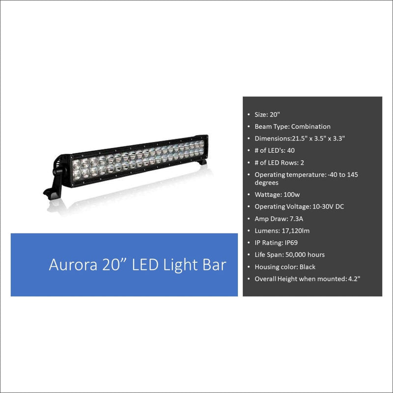 Aurora 20 Inch Dual Row + 3 Inch Cubed Bundle - 21 000 Lumens - Bundle