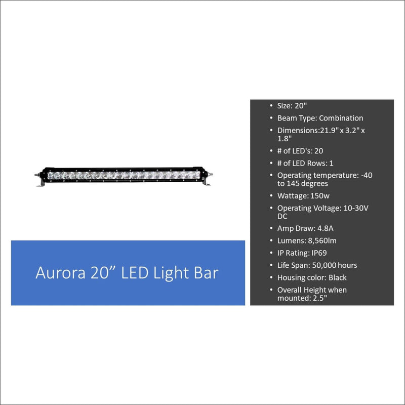 Aurora 20 Inch Single Row + 3 Inch Cubed Bundle - 12 000 Lumens - Bundle