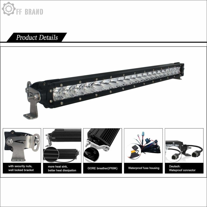 Aurora 20 Inch Single Row E-mark Complaint LED Light Bar - 7 380 Lumens - LED Light Bar