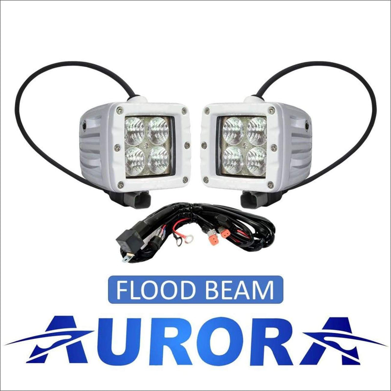 Aurora 3 Inch Marine White LED Cube Kit - 3 880 Lumens - Flood - Marine Lights