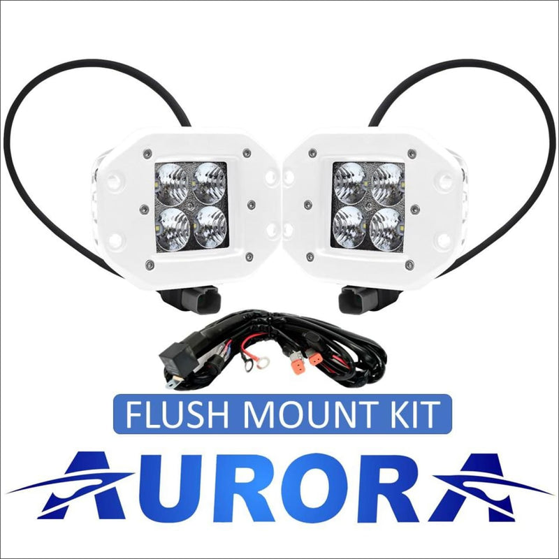 Aurora 3 Inch White Marine LED Light Pod Flush Mount Kit - 3 880 Lumens - Marine Lights