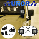 Aurora 3 Inch Wide Angle LED Pod Light Kit plus Mounts for Jeep Wrangler JK - Bundle