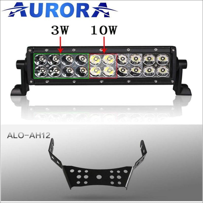 Aurora ATV Handle Bar Kit w/10 Inch LED Light Bar - 10 Inch Dual Row Hybrid Series - Light Bar Mount - ATV-Dirt-Bike