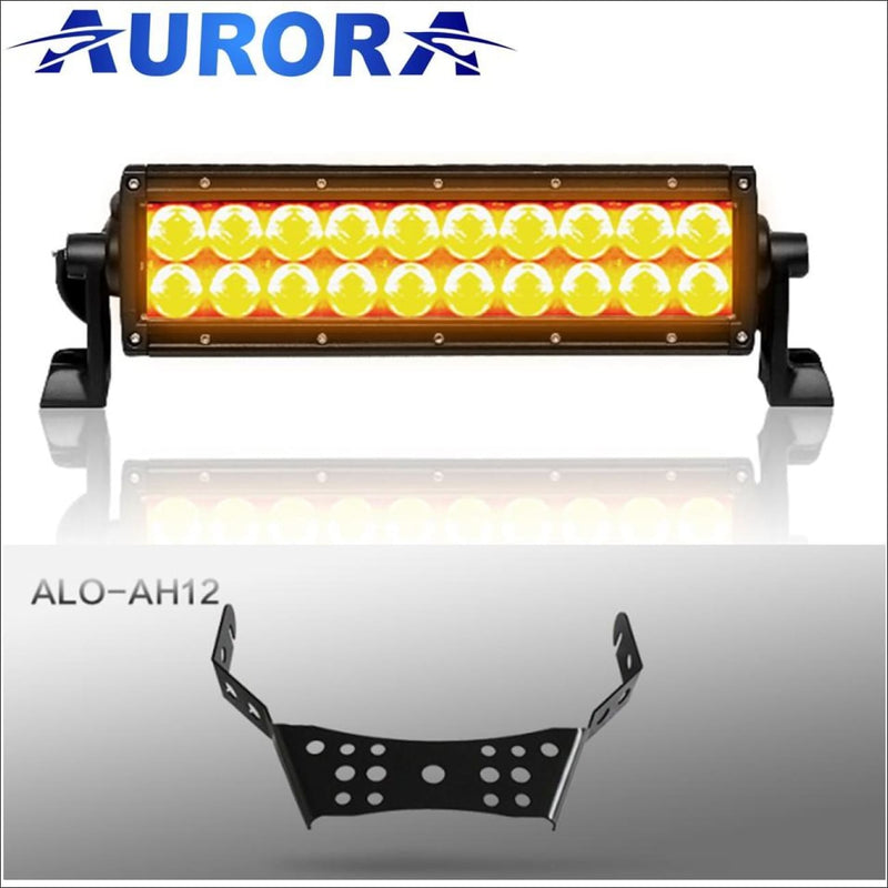 Aurora ATV Handle Bar Kit w/10 Inch LED Light Bar - 10 Inch Dual Row w/ Amber Beam - Light Bar Mount - ATV-Dirt-Bike