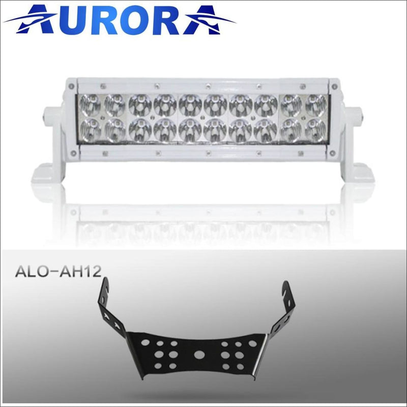 Aurora ATV Handle Bar Kit w/10 Inch LED Light Bar - 10 Inch Dual Row - White - Light Bar Mount - ATV-Dirt-Bike