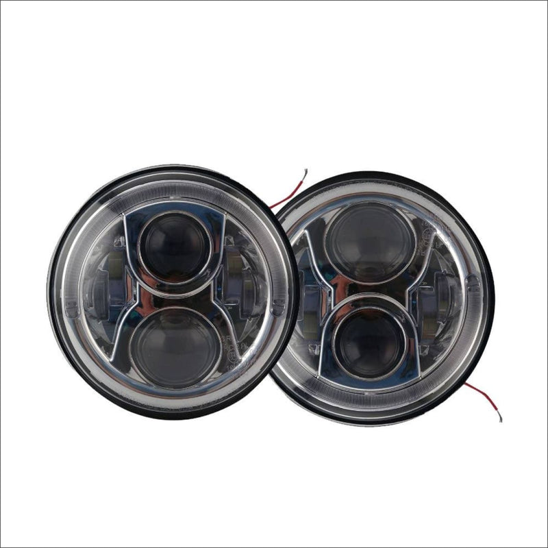 Aurora Jeep Wrangler JK Black/Silver Face LED Head Light Kit w/ DRL - Headlights