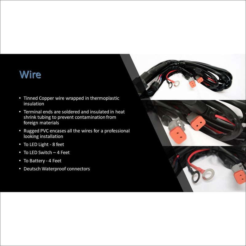 Aurora LED Light Wiring Harness Kit for Single Pod Cubed and Work Light - LED Accessories Wiring Harness