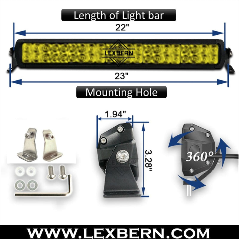 LEX20DBLGOLD-dual-row-yellow-off-road-light-bar-lexbern-breather-dimensions